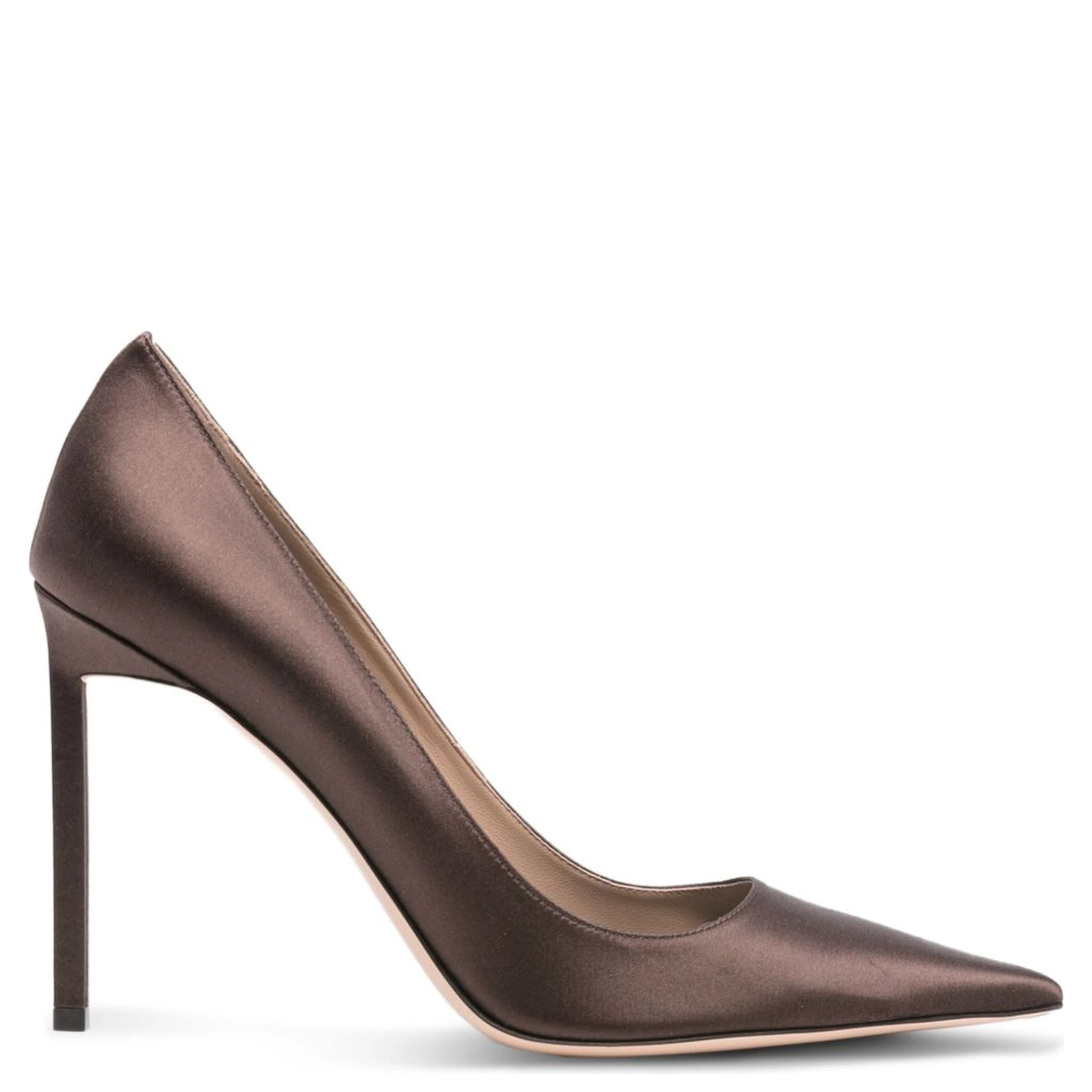 85mm Betty Satin Pointed-toe Pumps In Brown