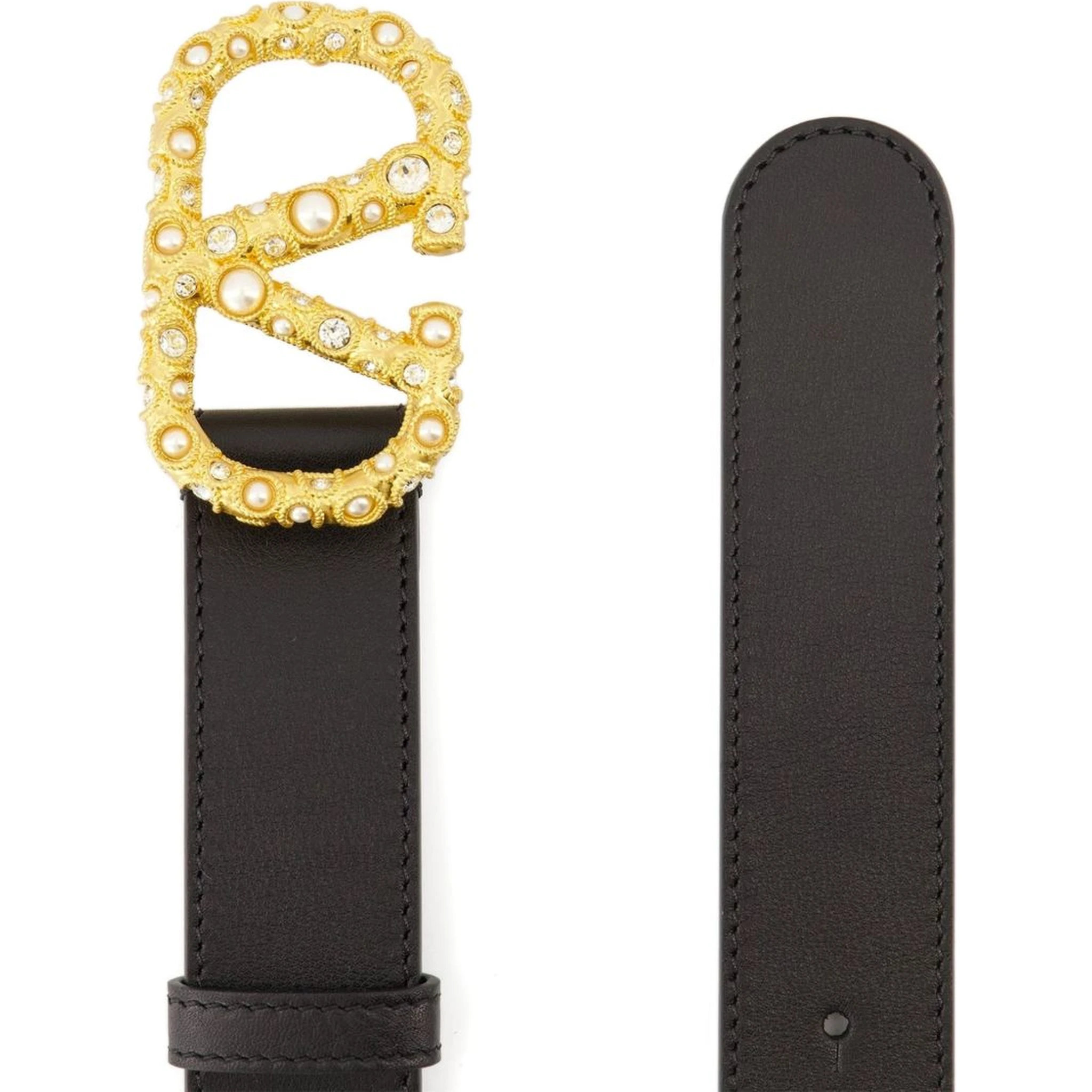 Vlogo Signature Leather Belt In Black
