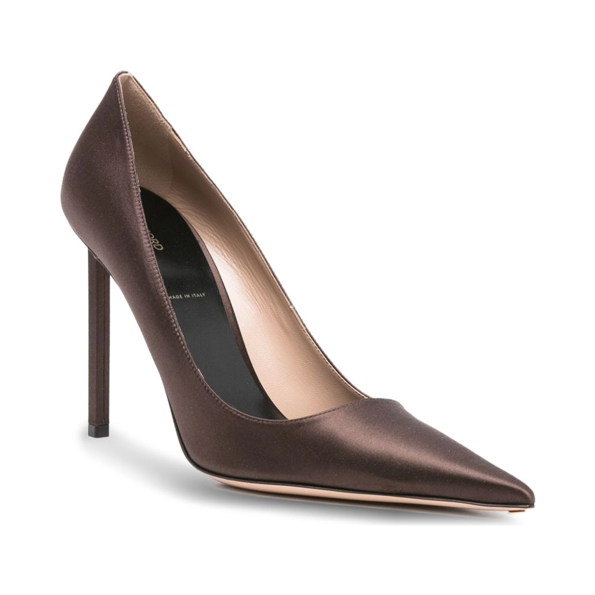 85mm Betty Satin Pointed-toe Pumps In Brown
