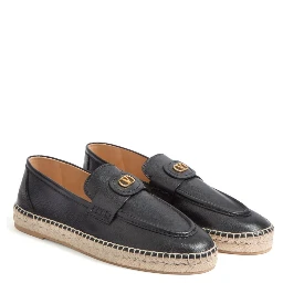 Palm Avenue Calf Leather Espadrilles In Black