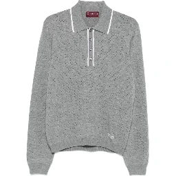 قميص بولو رجالي من الصوف بأكمام طويلة بنقشة جلد الحيوانات