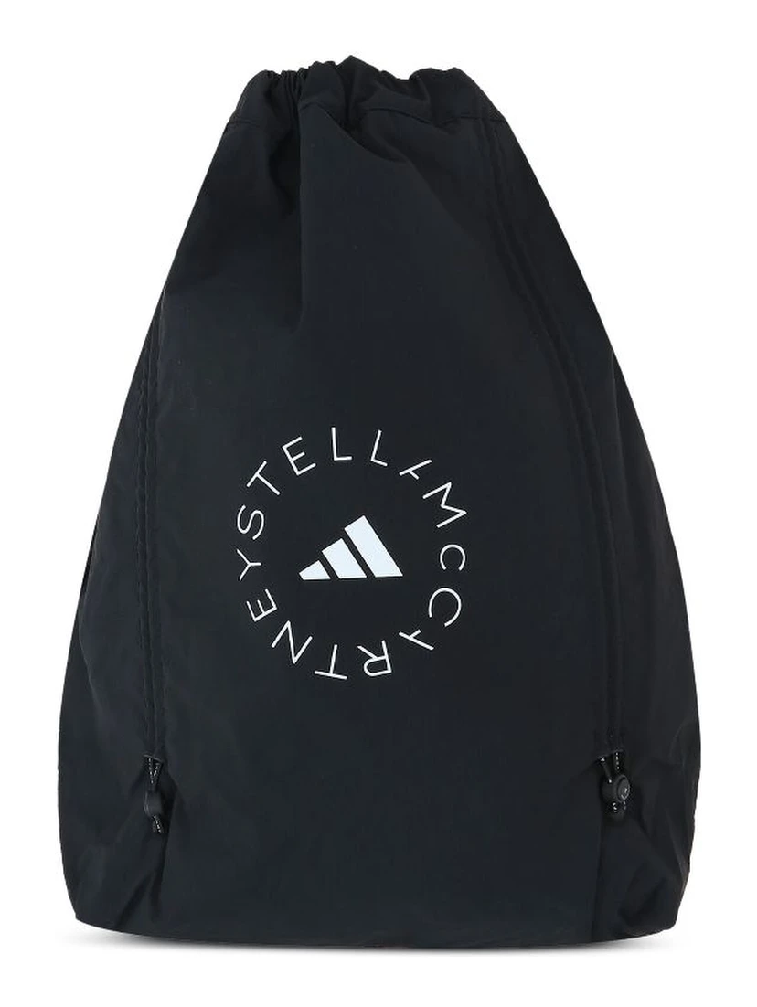 Gymsack Backpack With Adjustable Straps And Side Zipper Pocket In Black