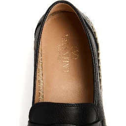 Palm Avenue Calf Leather Espadrilles In Black
