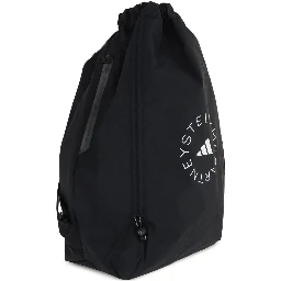 Gymsack Backpack With Adjustable Straps And Side Zipper Pocket In Black
