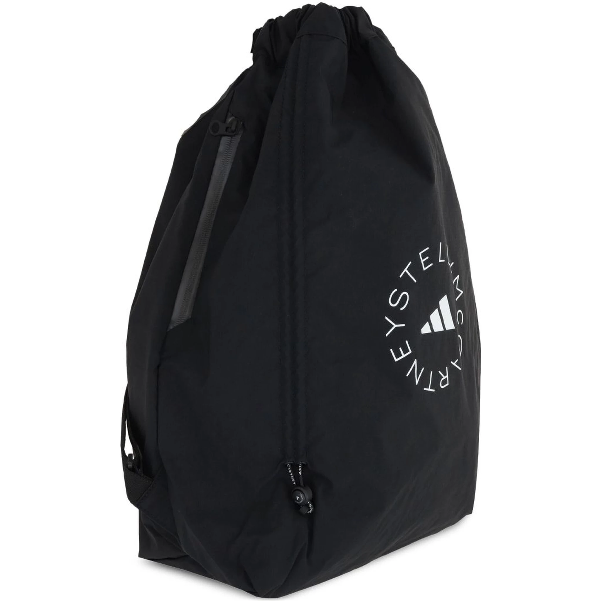 Gymsack Backpack With Adjustable Straps And Side Zipper Pocket In Black