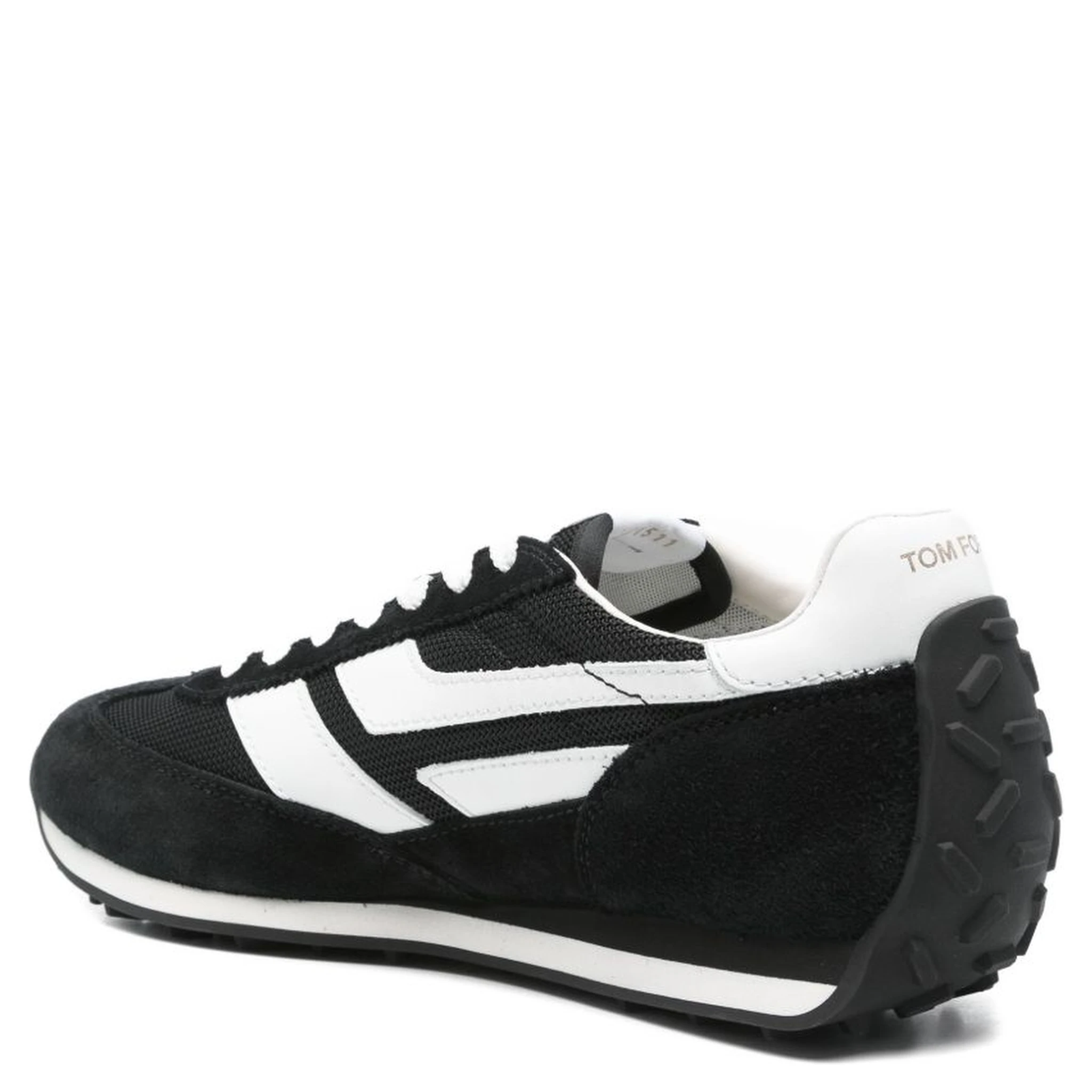 Suede Sneakers With Contrast Panels And Flat Sole In Black