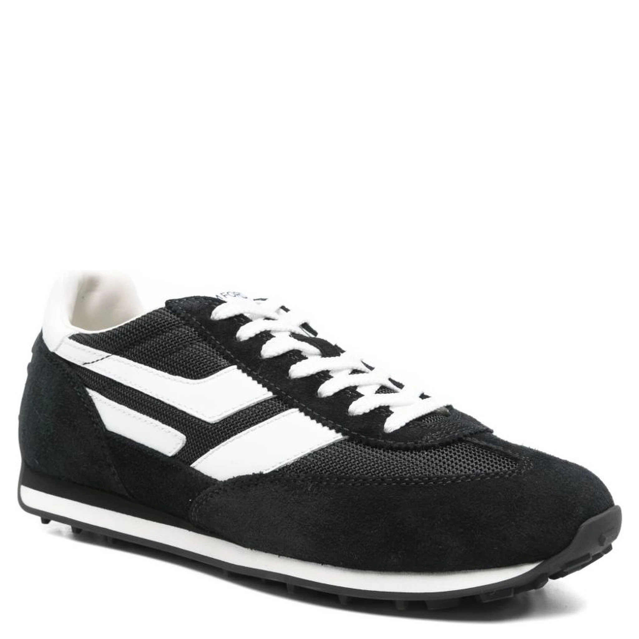 Suede Sneakers With Contrast Panels And Flat Sole In Black