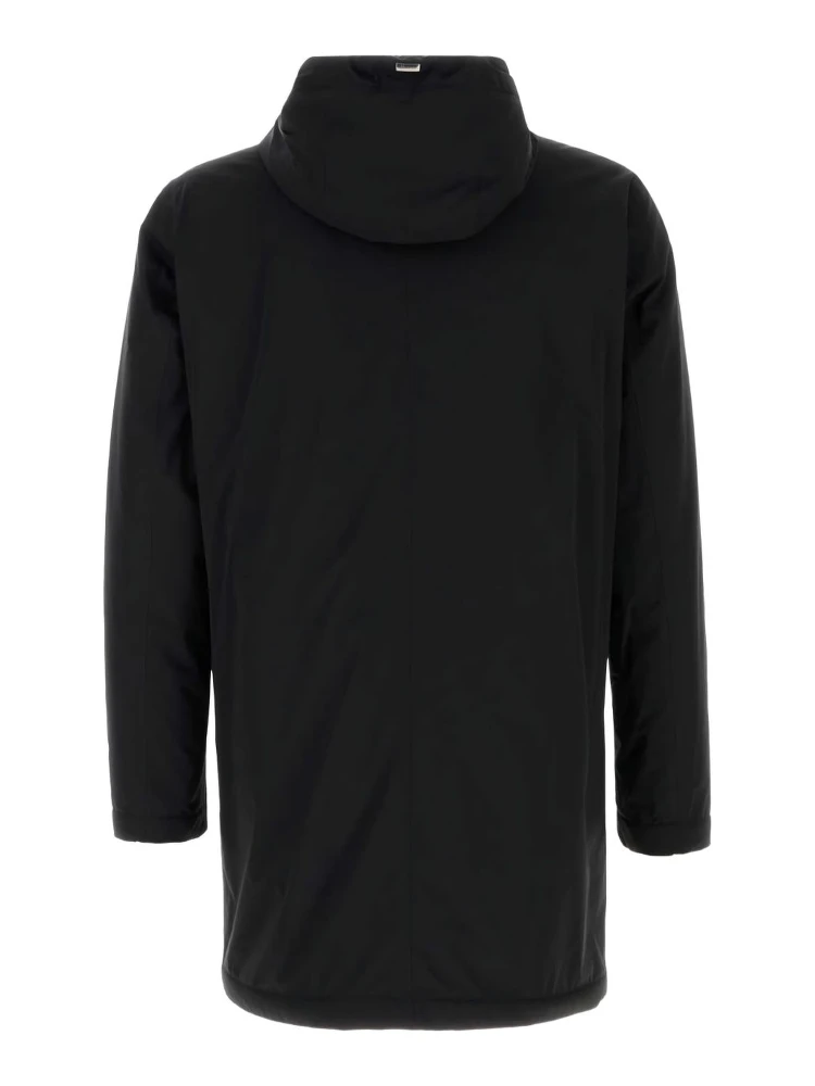 Stretch Nylon Parka With Hood And Pockets In Black alternative