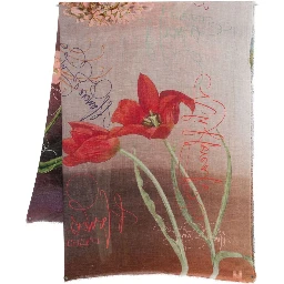 Floral-print Silk Scarf In Neutral