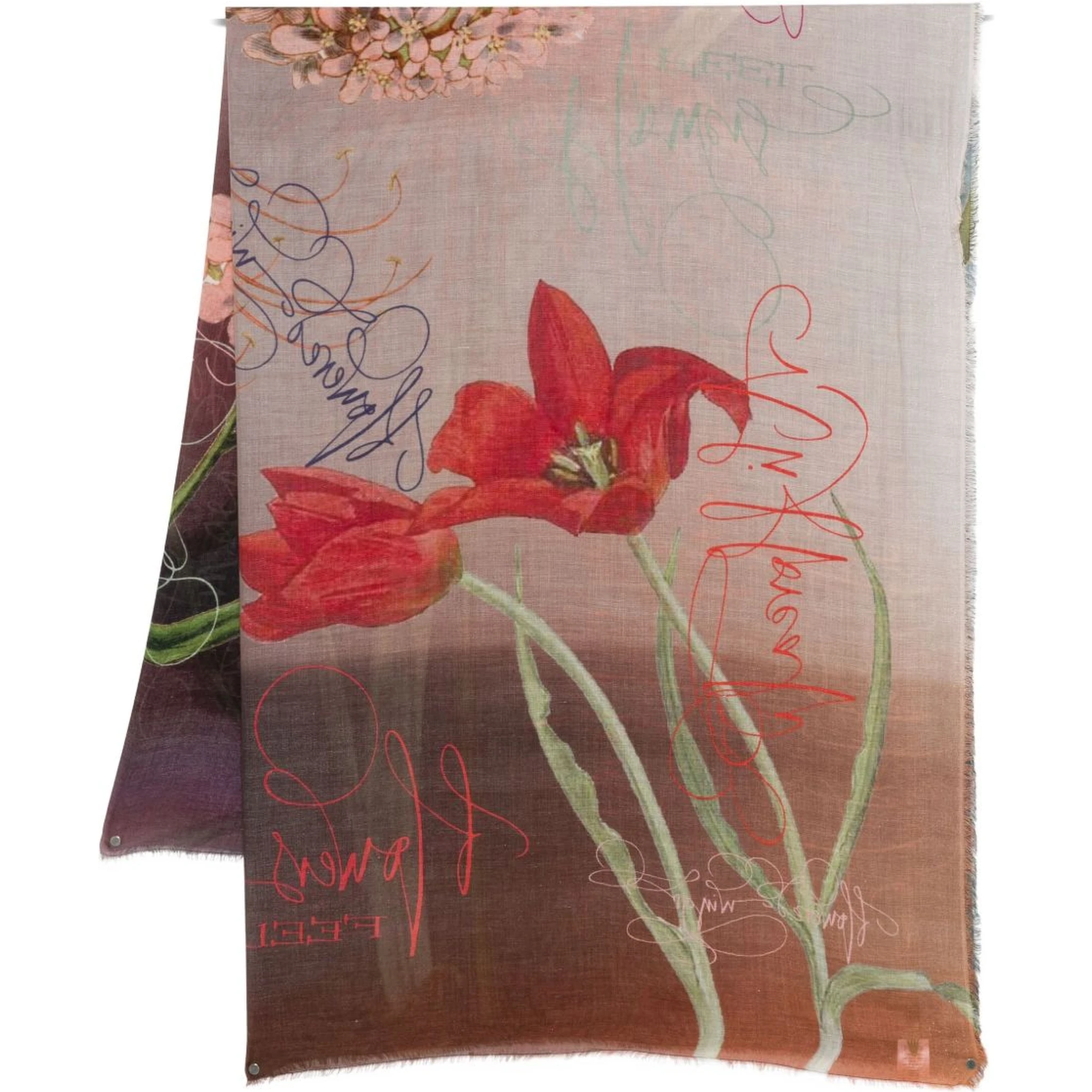 Floral-print Silk Scarf In Neutral