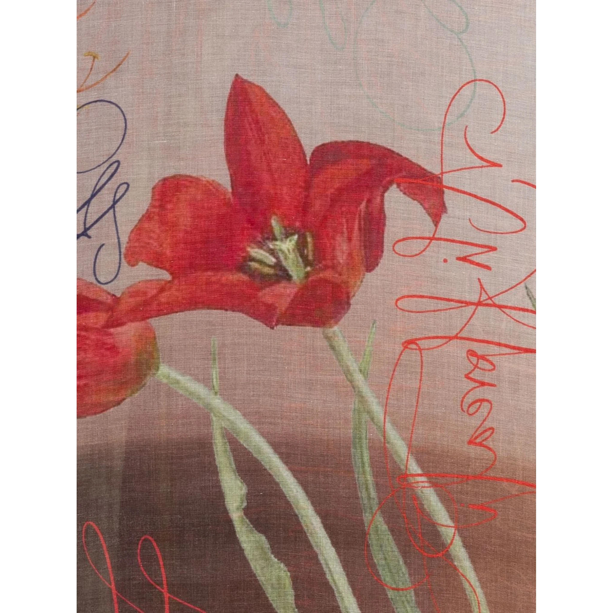 Floral-print Silk Scarf In Neutral