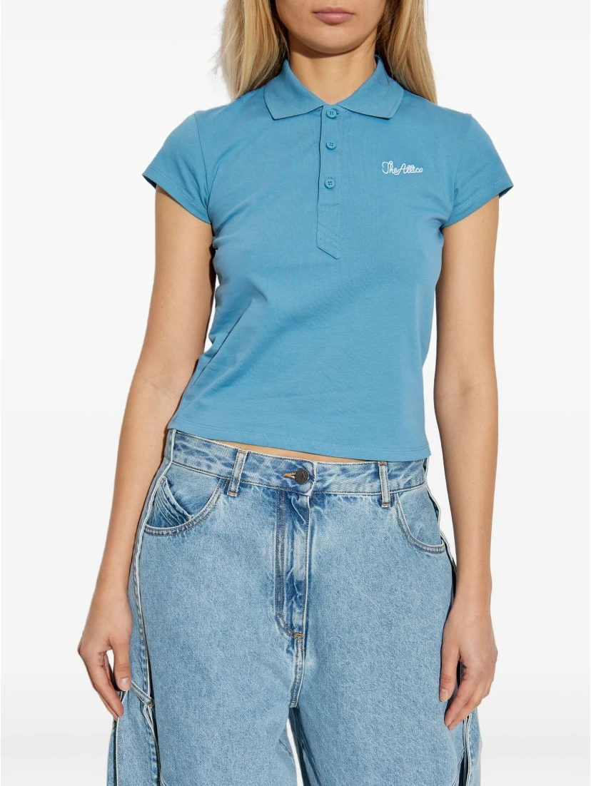 The Attico embroidered cotton polo shirt