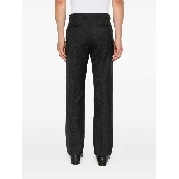 بنطال أسود بنقشة مربعات مستقيمة مع جيوب وحلقات