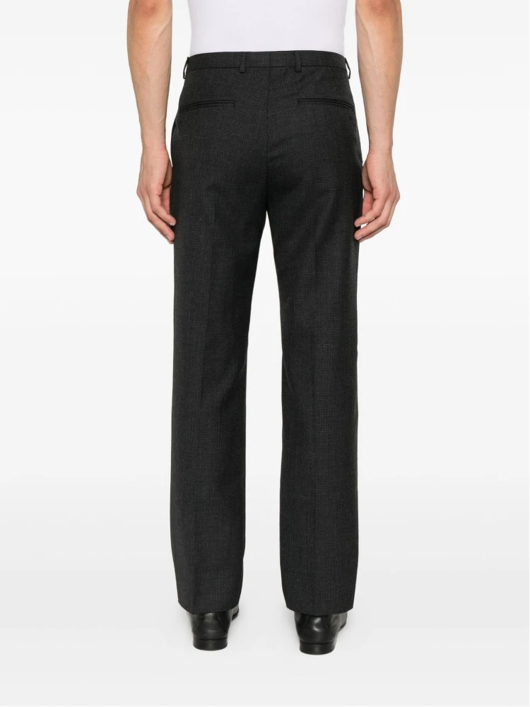 Straight Checked Trousers With Pockets And Loops In Black alternative
