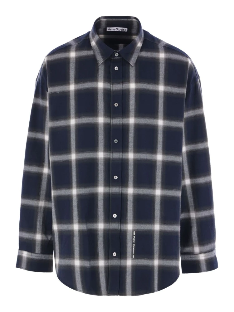 Checked Pattern Button-down Shirt In Black
