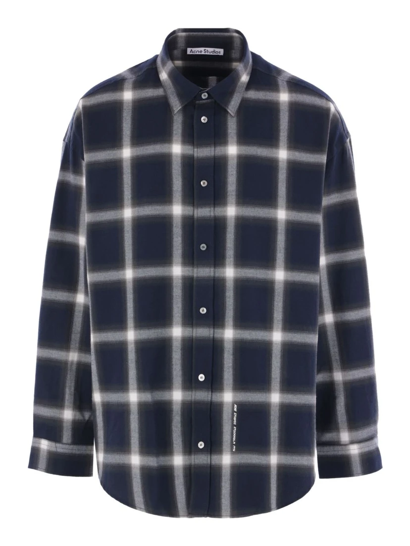 Checked Pattern Button-down Shirt In Black