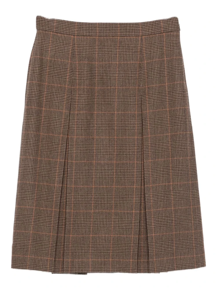 pleated plaid midi skirt