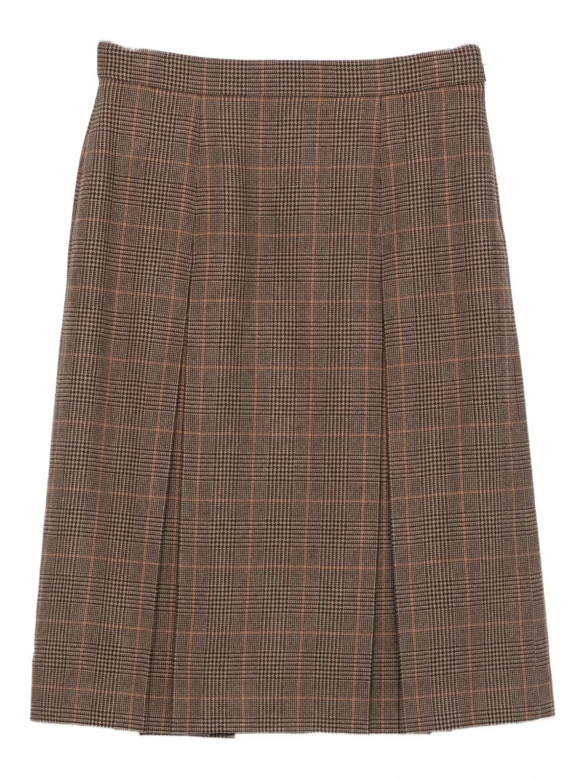 pleated plaid midi skirt