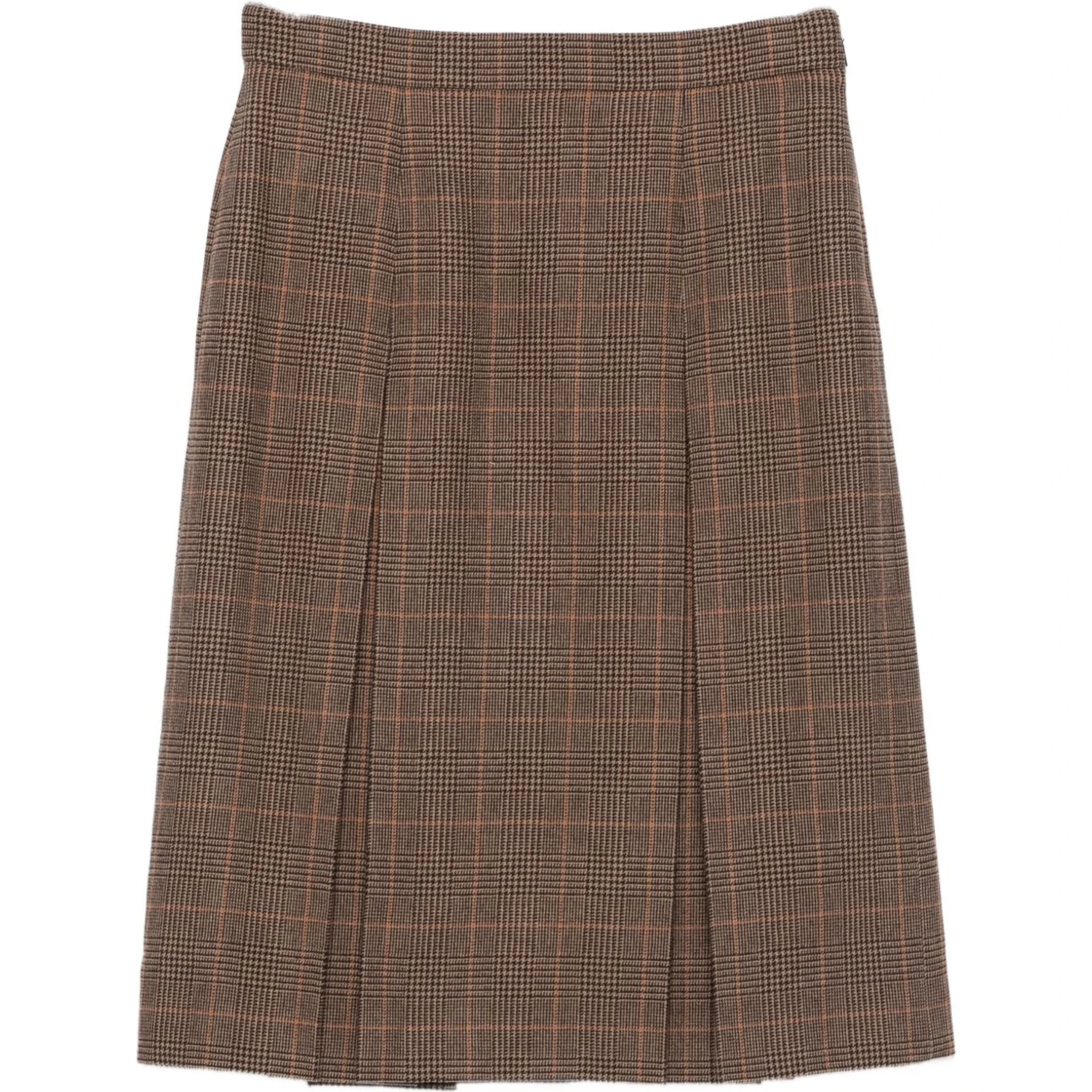 pleated plaid midi skirt