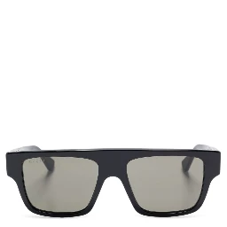 Acetate Frame Dark Lens Rectangular Sunglasses In Black