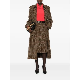 pleated plaid midi skirt