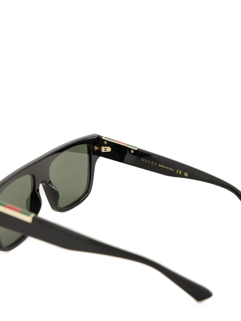 Acetate Frame Dark Lens Rectangular Sunglasses In Black