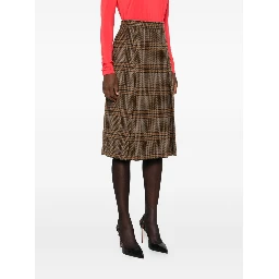 pleated plaid midi skirt