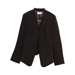raw-edge tailored fringed-hem jacket