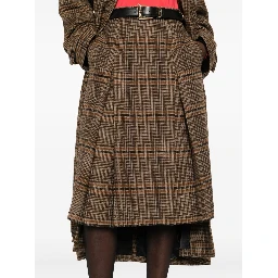 pleated plaid midi skirt