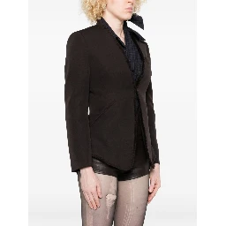 raw-edge tailored fringed-hem jacket