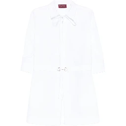 Cotton Poplin Shirt Dress With Embroidery In White