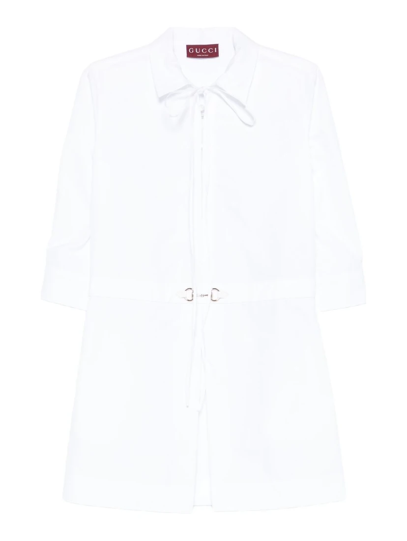 Cotton Poplin Shirt Dress With Embroidery In White