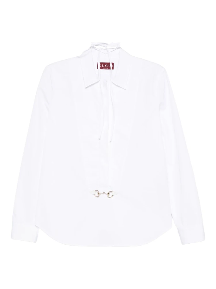 horsebit tie-neck shirt