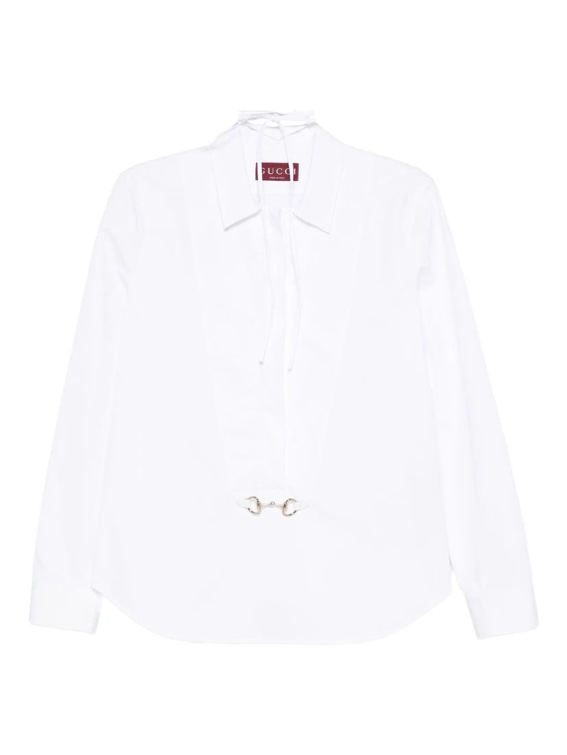 horsebit tie-neck shirt