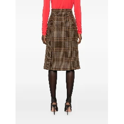 pleated plaid midi skirt