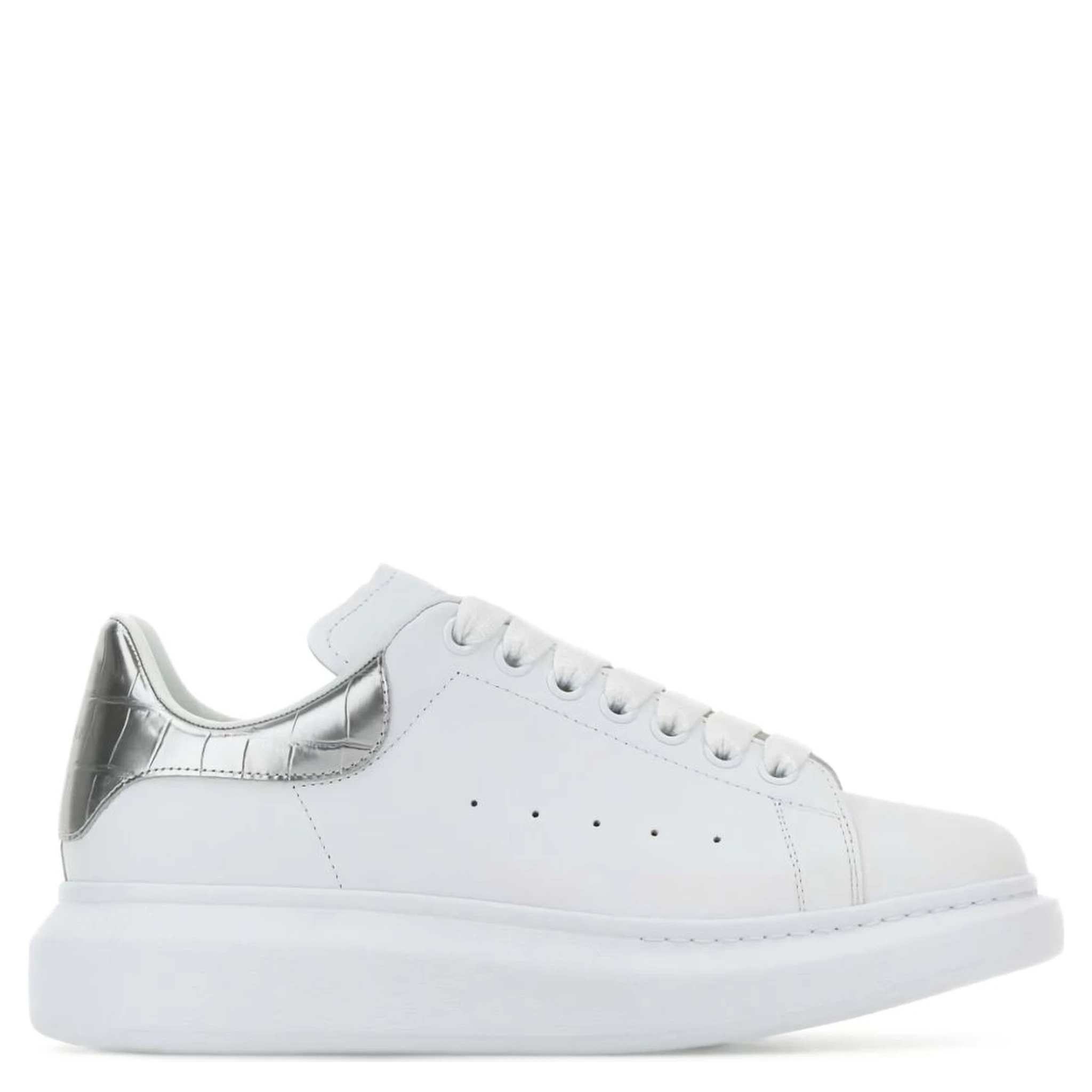 Oversized crocodile-effect leather sneakers