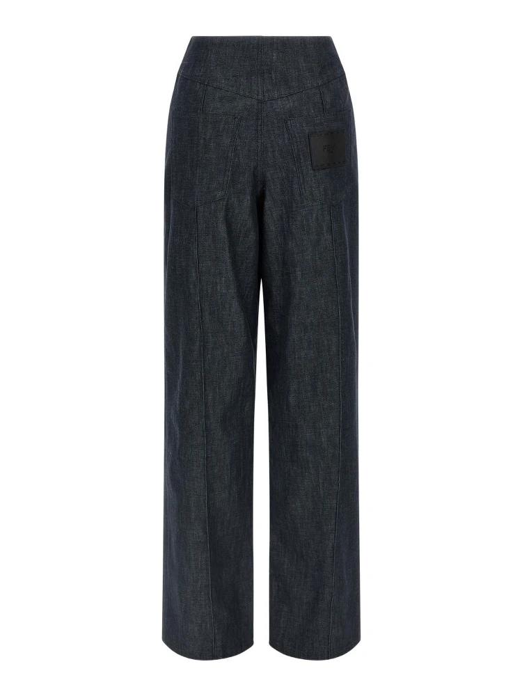 Fendi Women Cotton Wide-leg Trousers In Multi alternative