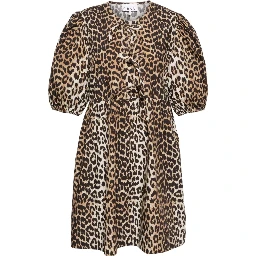 leopard printed cotton mini dress