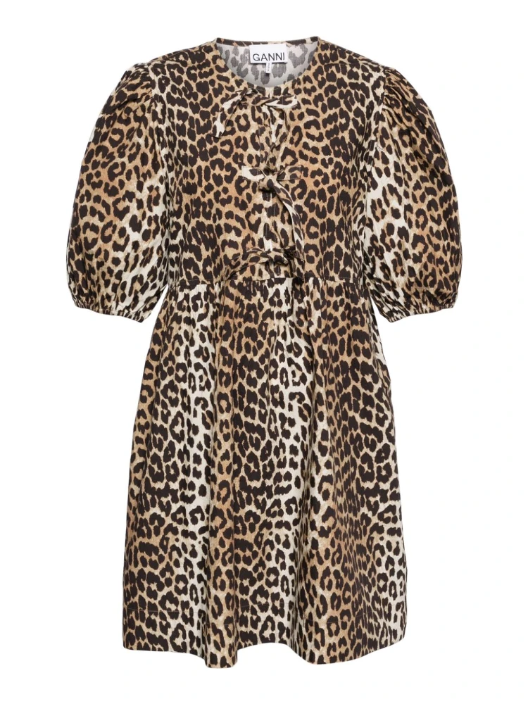 leopard printed cotton mini dress