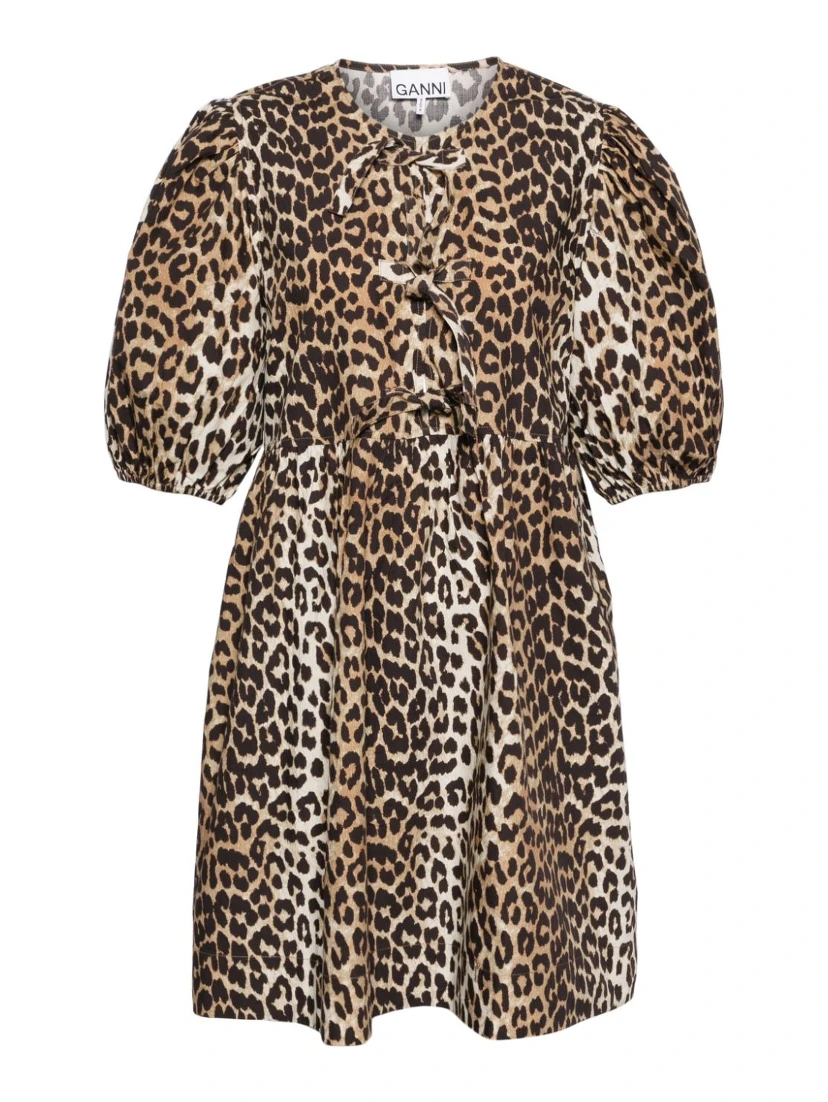 leopard printed cotton mini dress