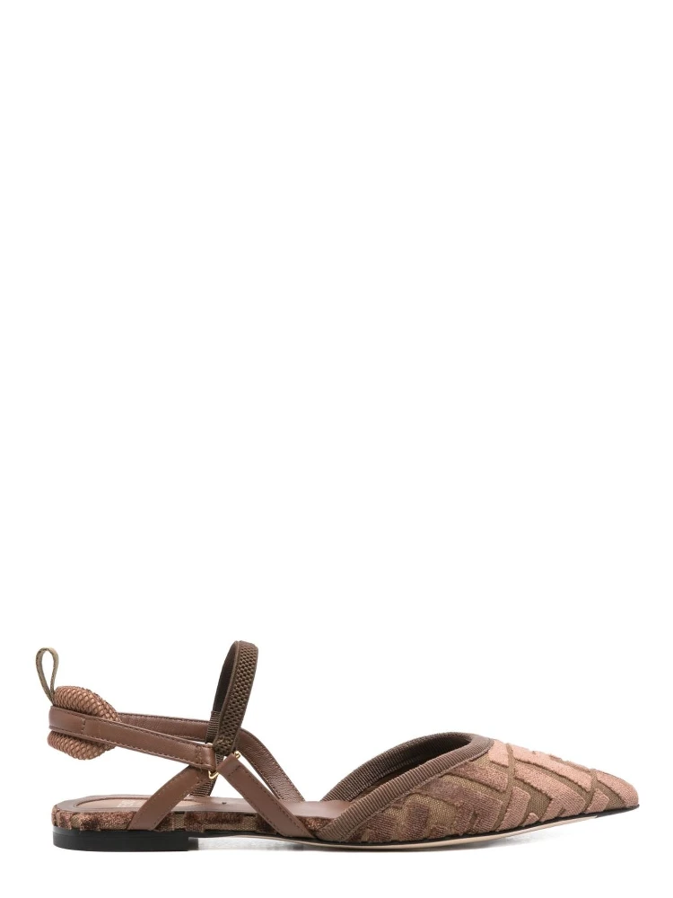 FF-patterned slingback pumps