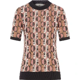 Pink Viscose Jacquard Jumper Women In Multi