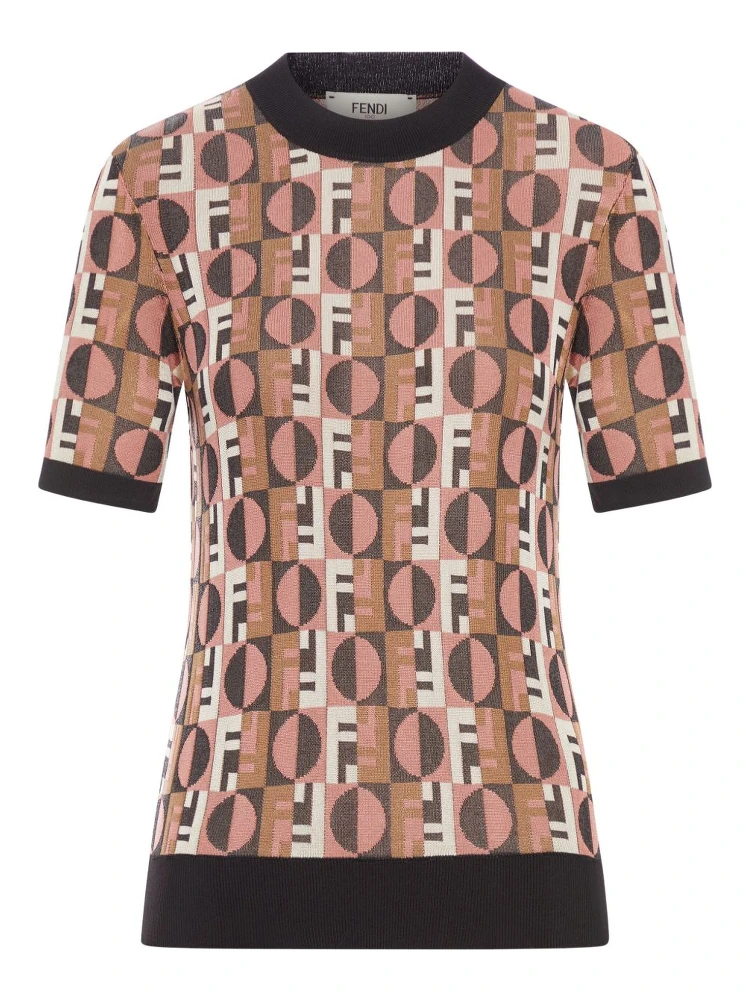 Pink Viscose Jacquard Jumper Women In Multi