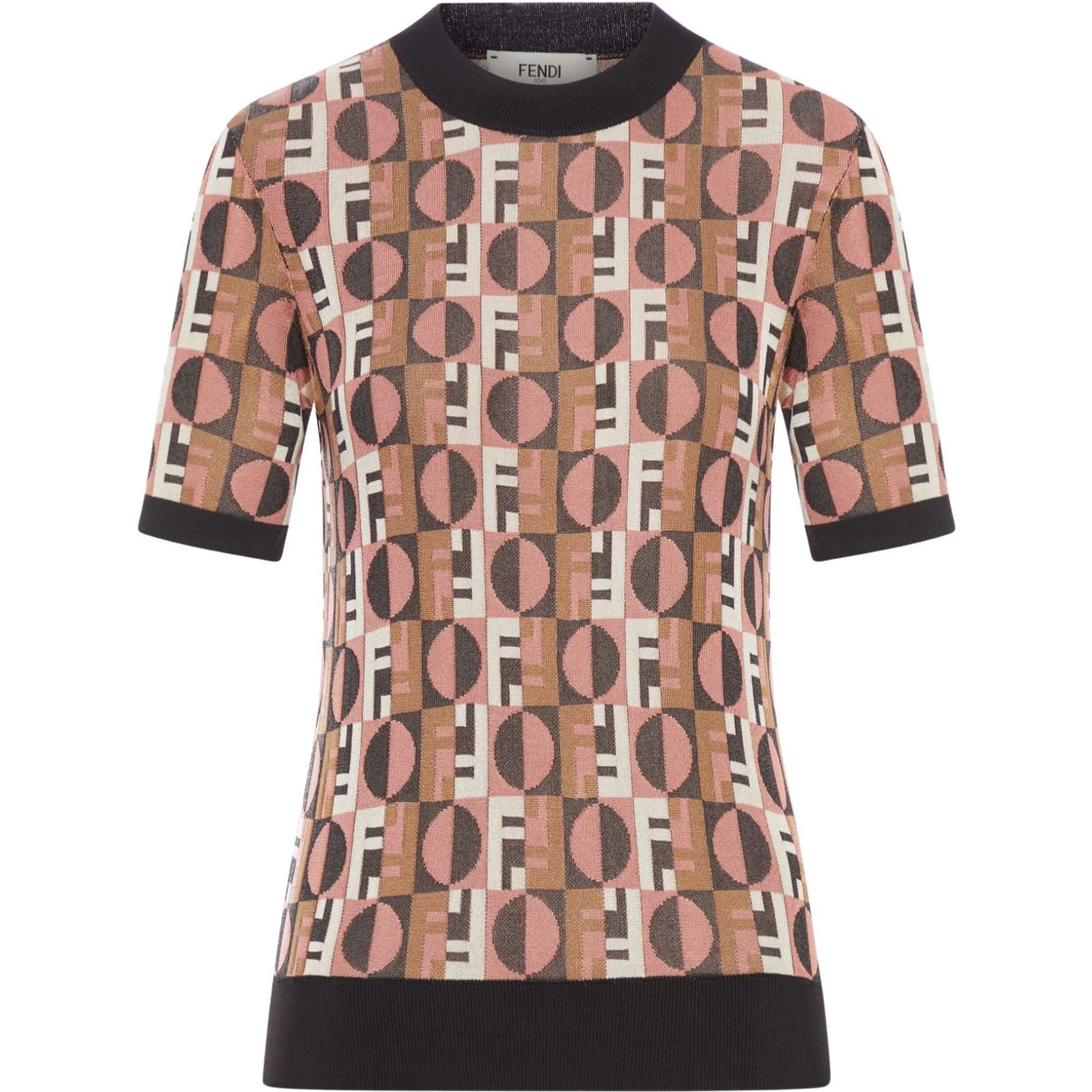 Pink Viscose Jacquard Jumper Women In Multi