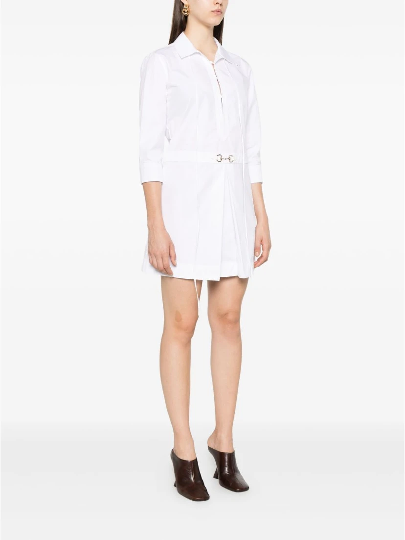 Cotton Poplin Shirt Dress With Embroidery In White