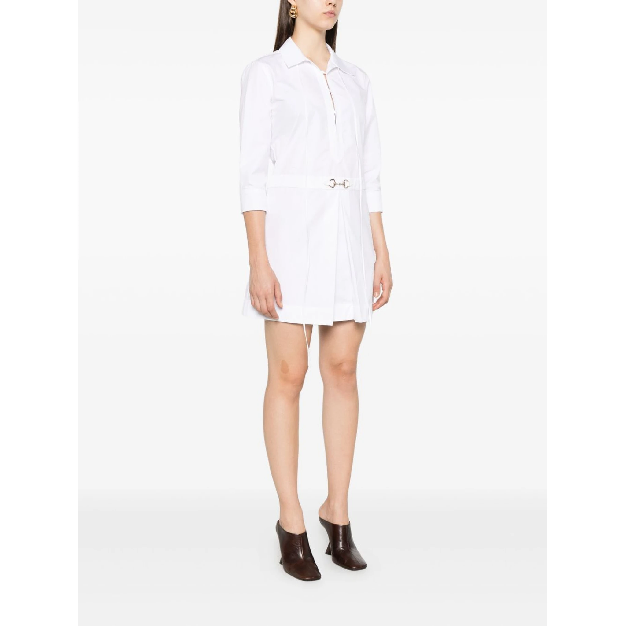 Cotton Poplin Shirt Dress With Embroidery In White