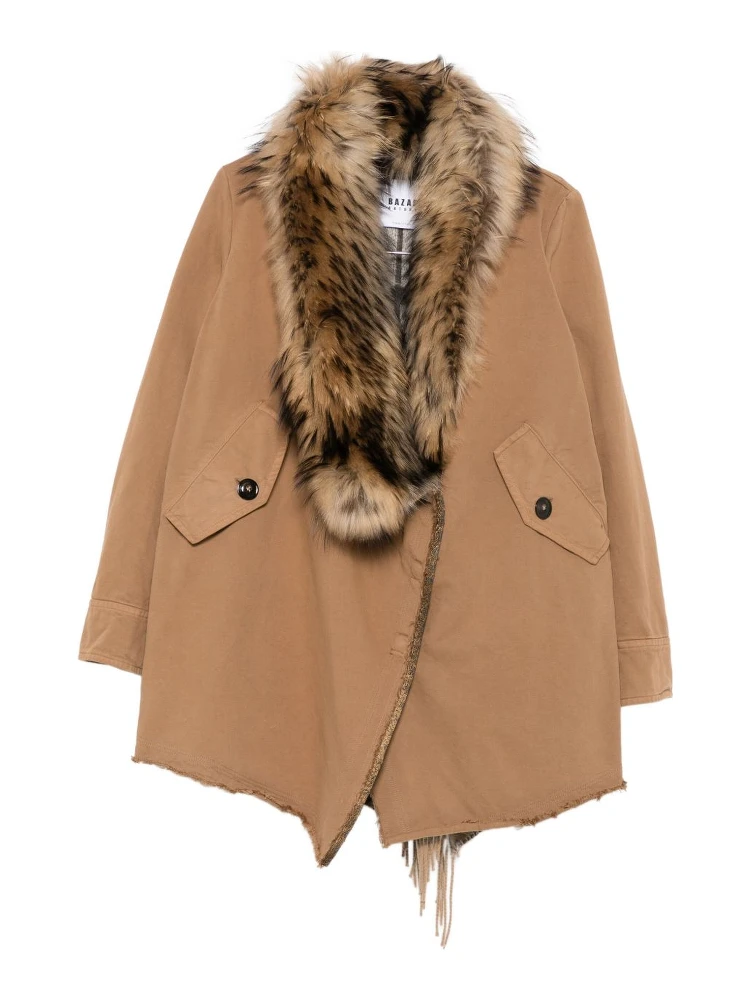 Bazar De Luxe Short Parka Coat In Neutral