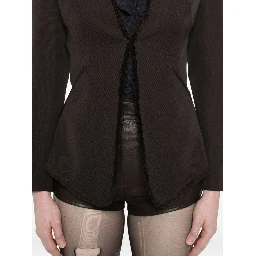 raw-edge tailored fringed-hem jacket