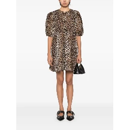 leopard printed cotton mini dress