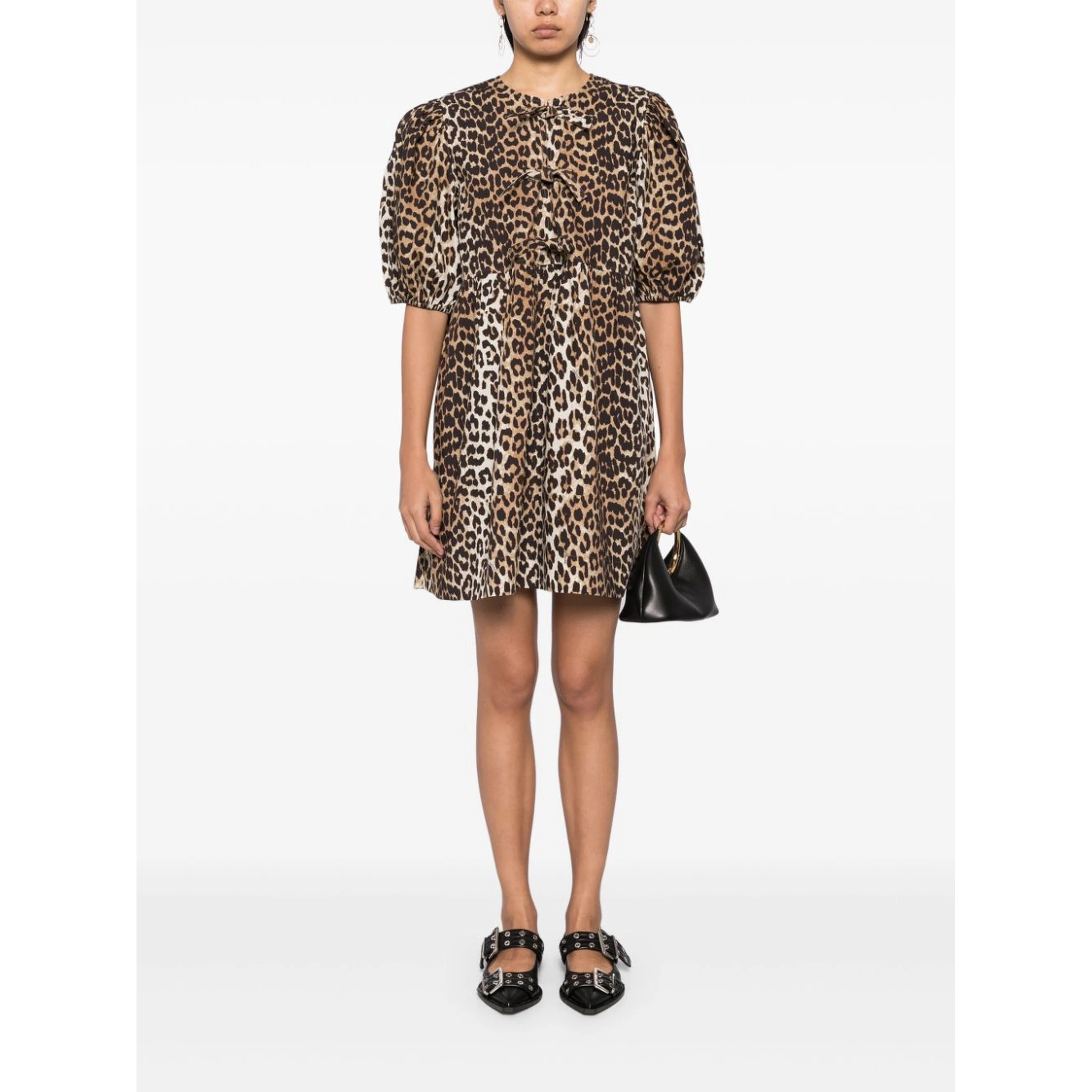 leopard printed cotton mini dress